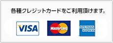 各種クレジットカードをご利用頂けます。VISA MasterCard AMERICAN EXPRESS